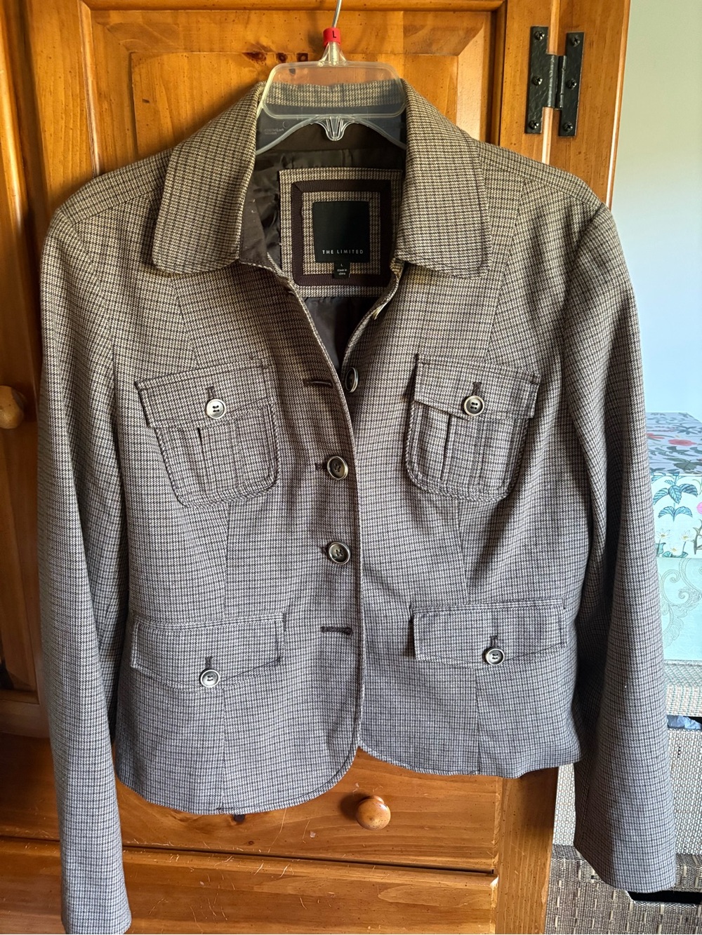 The Limited Brown Plaid Button-Front Blazer